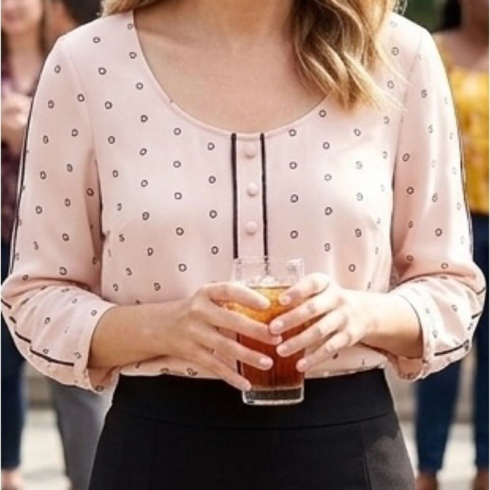 LC Lauren Conrad Blush Pink Patterned Blouse